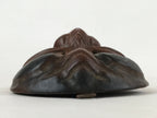 Japanese Wood Carving Noh Mask Kagura Face Vtg Kidoairaku Sadness Brown OM38