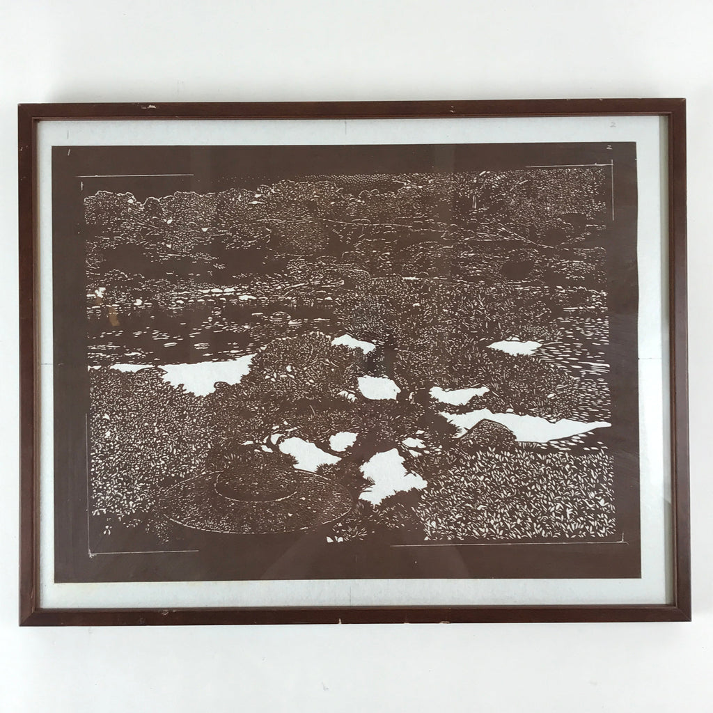 Japanese Wood Framed Katagami Vtg Kimono Stencil Traditional Zen Garden FR13