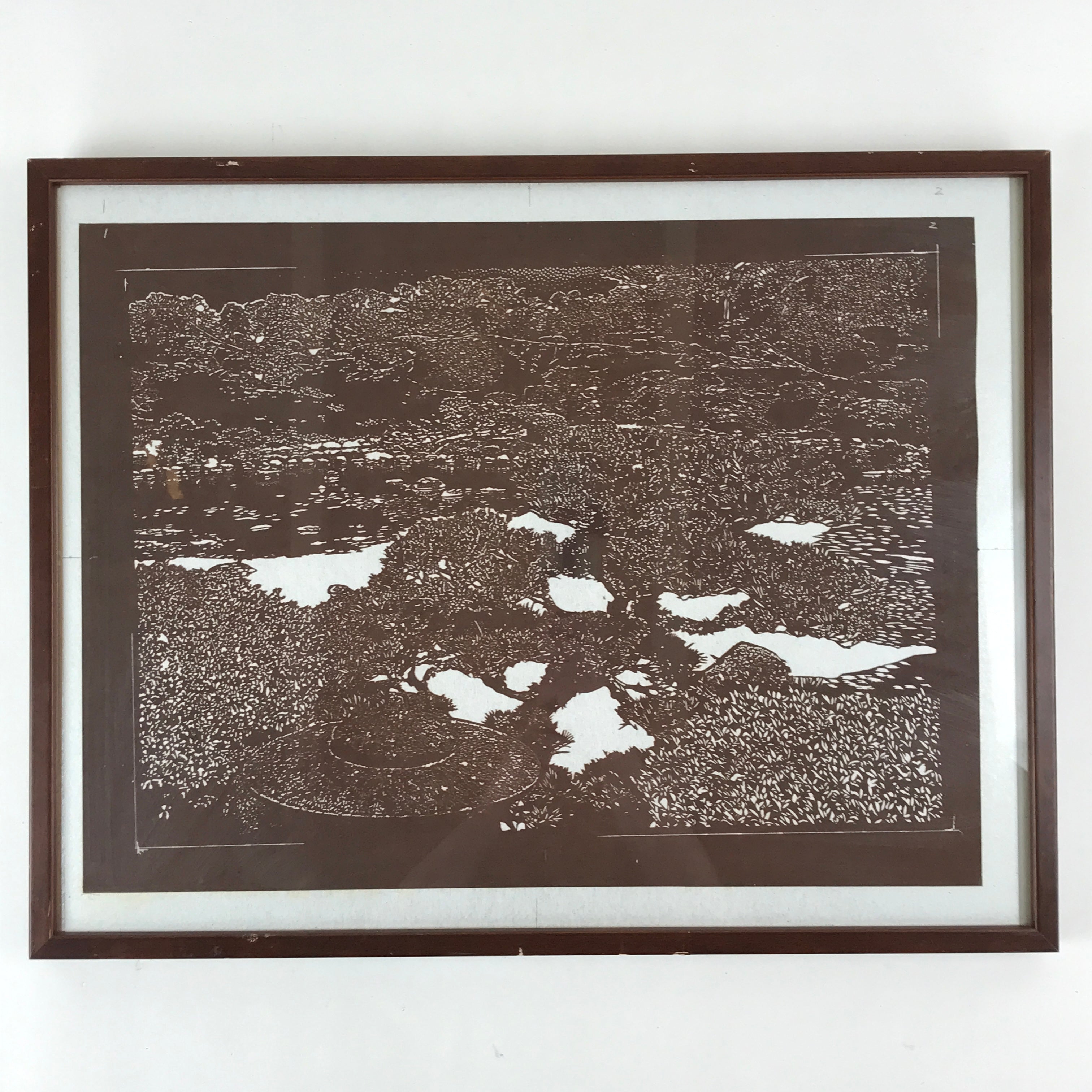 Japanese Wood Framed Katagami Vtg Kimono Stencil Traditional Zen Garden FR13