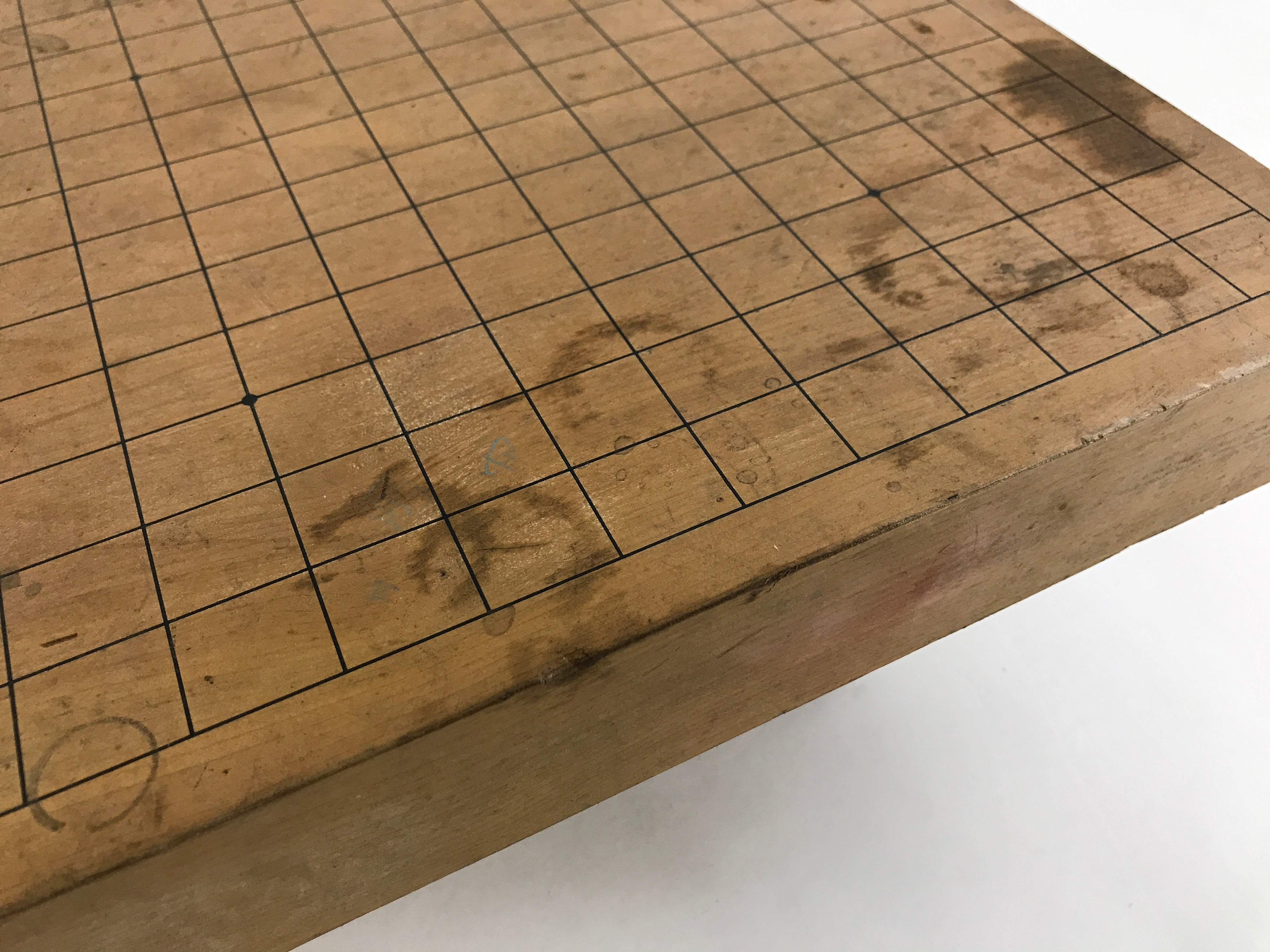 Japanese Wood Go Board Vtg Table Game Goban Leg Heso Igo 19X19 Grid GB81