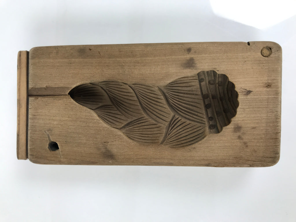 Japanese Wood Kashigata Cake Mold Vtg Sweet Wagashi Bamboo Shoot Takenoko Kg790