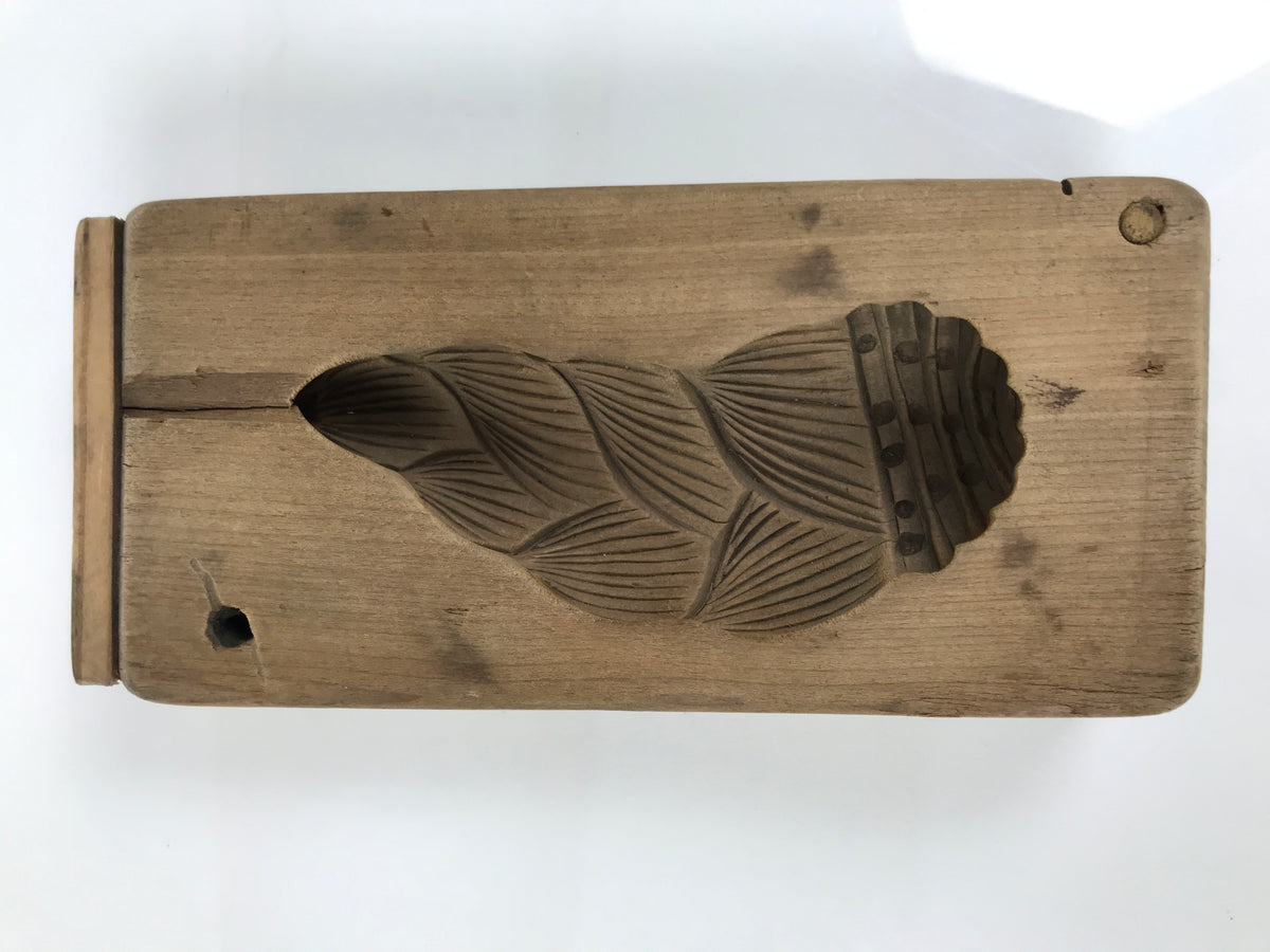 Japanese Wood Kashigata Cake Mold Vtg Sweet Wagashi Bamboo Shoot Takenoko Kg790