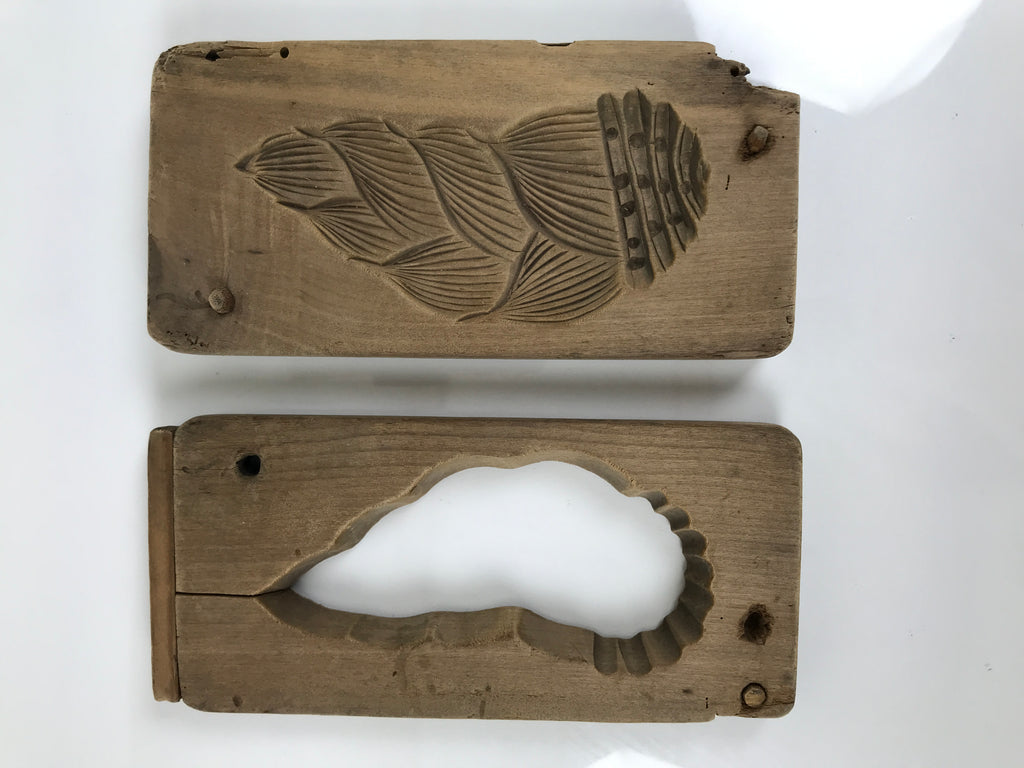 Japanese Wood Kashigata Cake Mold Vtg Sweet Wagashi Bamboo Shoot Takenoko Kg790
