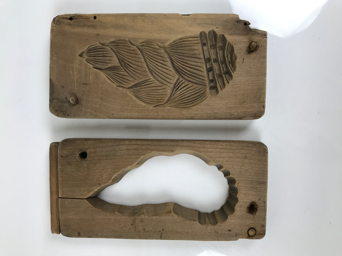 Japanese Wood Kashigata Cake Mold Vtg Sweet Wagashi Bamboo Shoot Takenoko Kg790