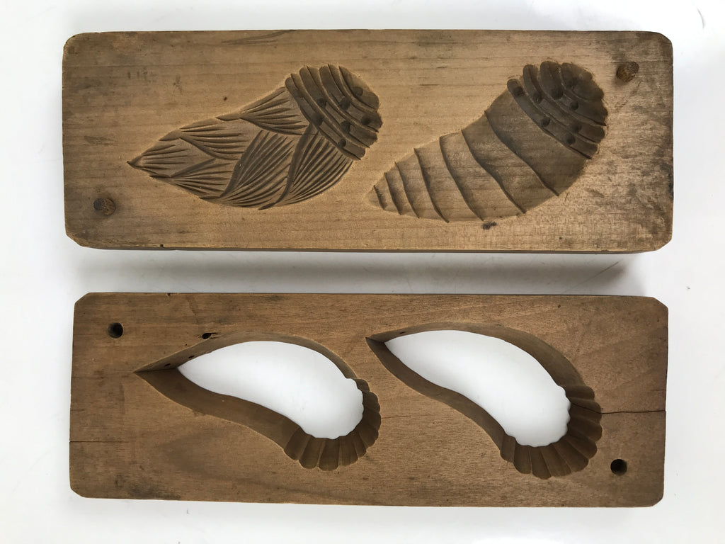 Japanese Wood Kashigata Cake Mold Vtg Sweet Wagashi Takenoko Bamboo Shoot Kg716