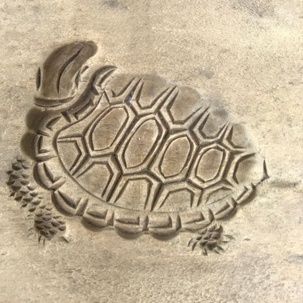 Japanese Wood Kashigata Cake Mold Vtg Sweets Wagashi Minogame Turtle Kame Kg779