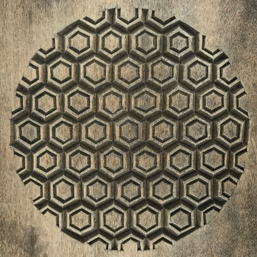 Japanese Wood Kashigata Cake Mold Vtg Wagashi Kikkou Hexagonal Back Plate Kg780