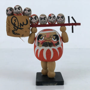 Japanese Wood Kokeshi Doll Daruma With Legs Arms Holding Shamisen Folk Art KF689