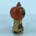 Japanese Wood Kokeshi Doll Eight Daruma Orange Fruit Shaped Folk Art KF690