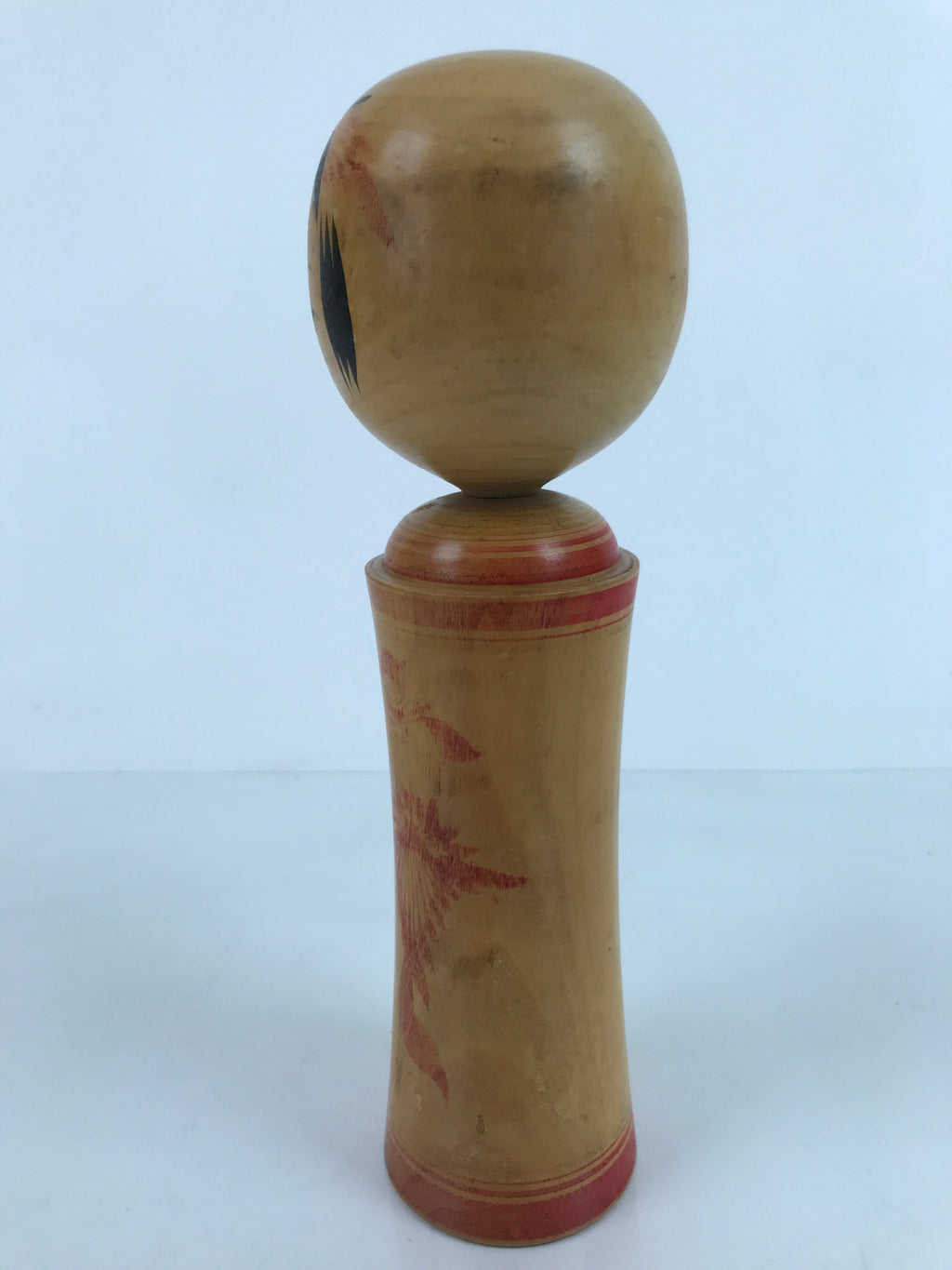 Japanese Wood Kokeshi Doll Figure Vtg Traditional Handmade Toy Red Floral KF688
