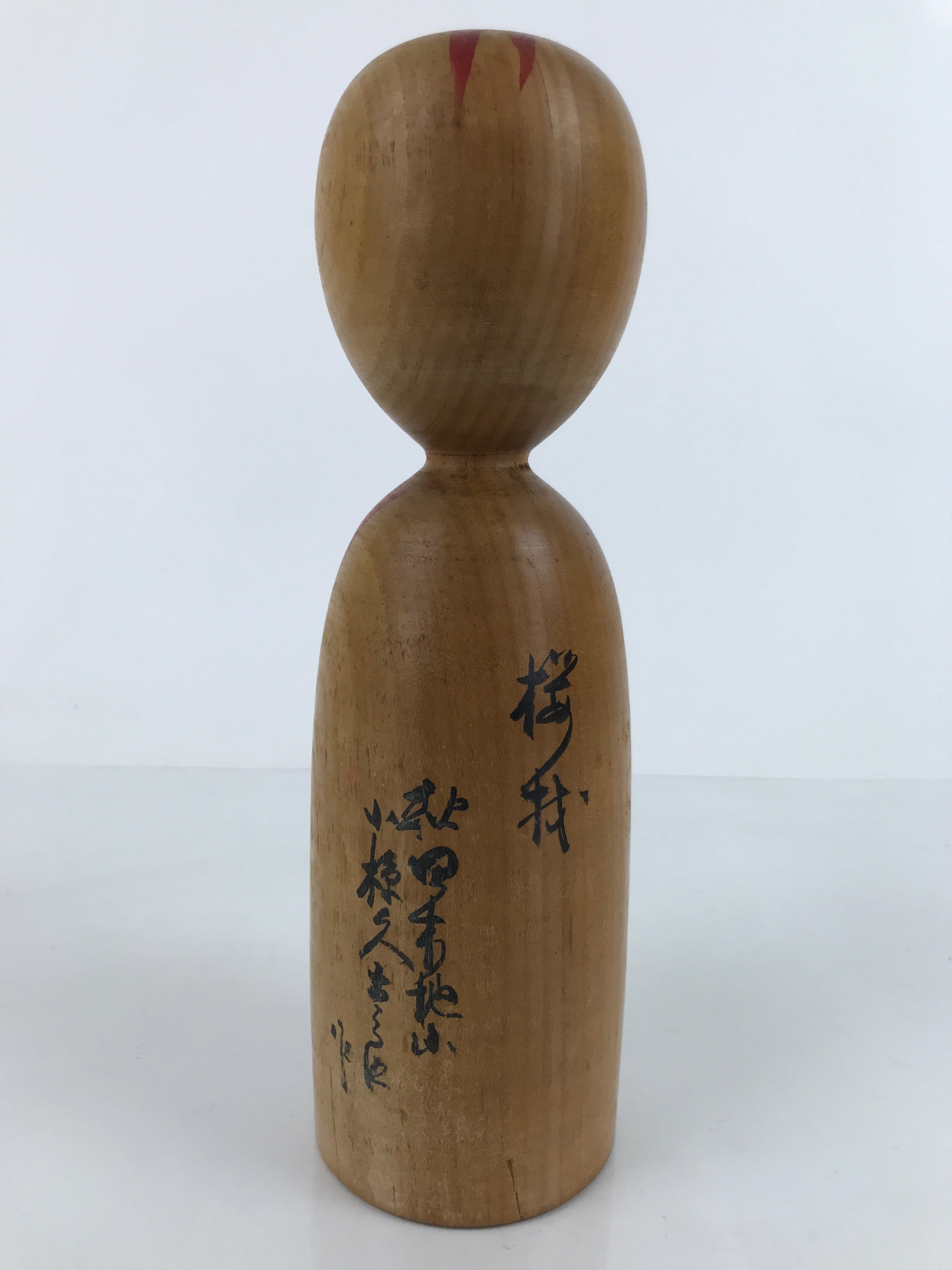 Japanese Wood Kokeshi Doll Figure Vtg Traditional Handmade Toy Red Flowers KF685