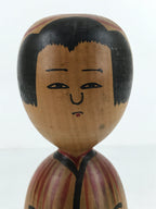 Japanese Wood Kokeshi Doll Figure Vtg Traditional Handmade Toy Red Flowers KF685