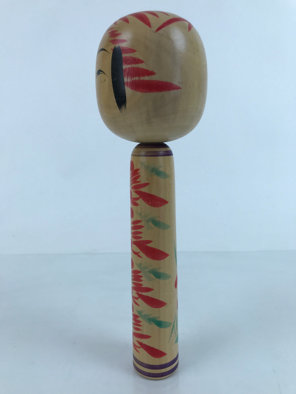 Japanese Wood Kokeshi Doll Figure Vtg Traditional Handmade Toy Red Green KF684