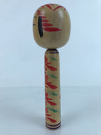 Japanese Wood Kokeshi Doll Figure Vtg Traditional Handmade Toy Red Green KF684