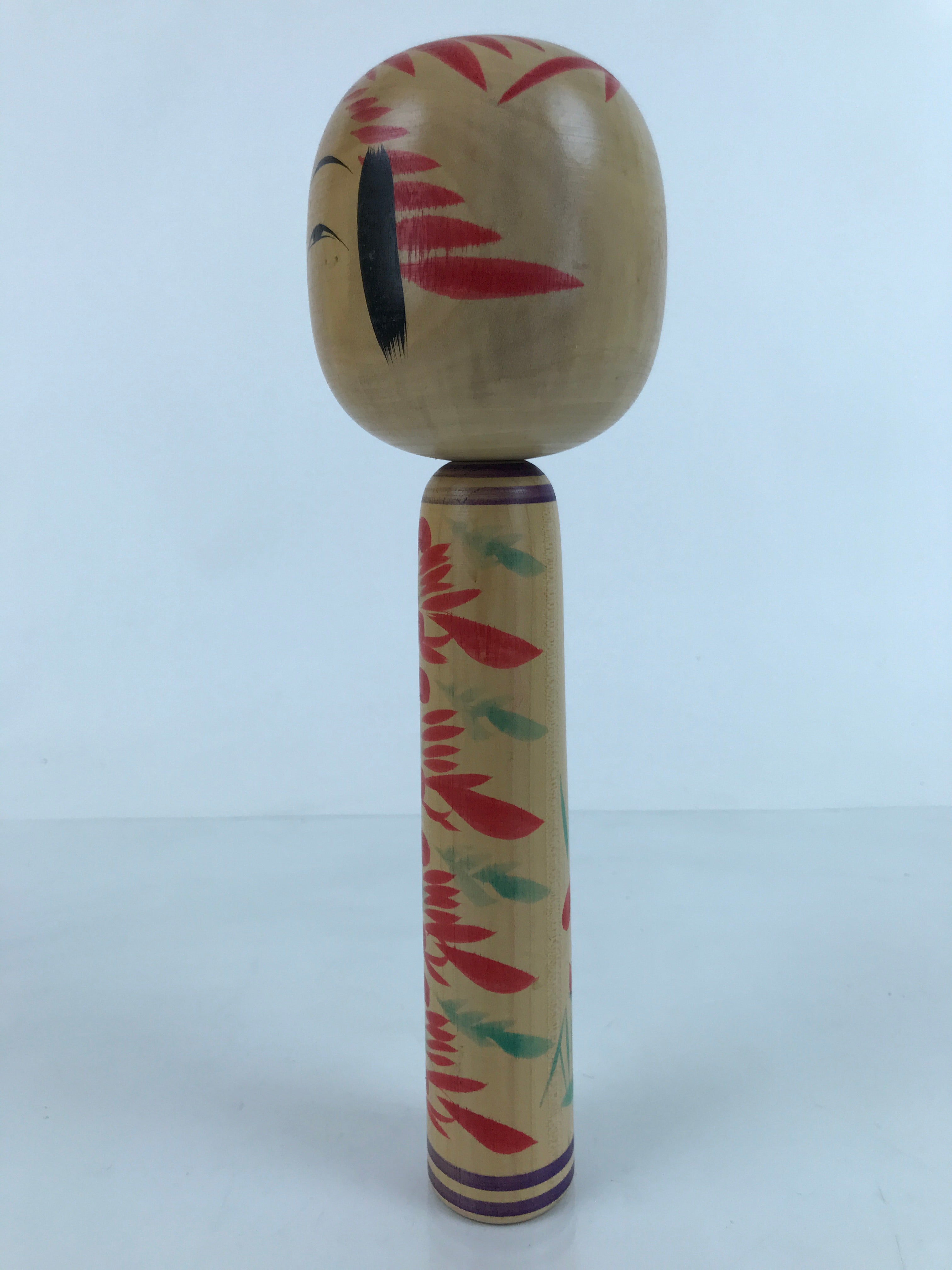 Japanese Wood Kokeshi Doll Figure Vtg Traditional Handmade Toy Red Green KF684