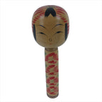 Japanese Wood Kokeshi Doll Figure Vtg Traditional Handmade Toy Red Green KF684