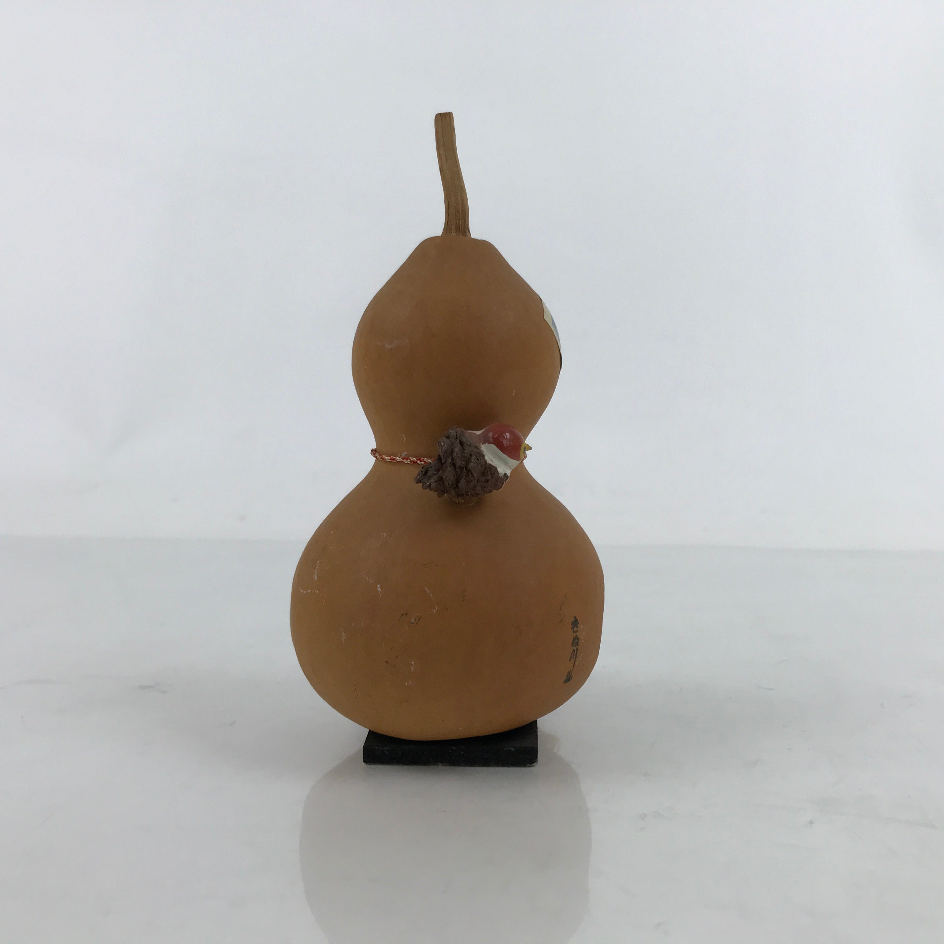 Japanese Wood Kokeshi Doll Hyotan Gourd Vtg Bird Sparrow Souvenir KF704