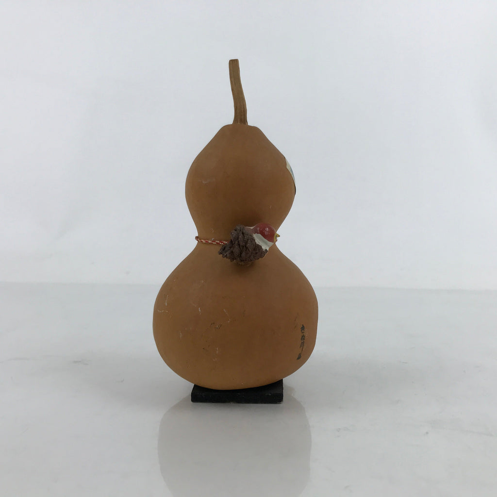 Japanese Wood Kokeshi Doll Hyotan Gourd Vtg Bird Sparrow Souvenir KF704