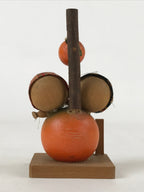 Japanese Wood Kokeshi Doll Orange Two Children Vtg Figurine Folk Art Toy KF665