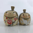 Japanese Wood Kokeshi Doll Pair Vtg Snow Plum Traditional Toy Folk Art KF711