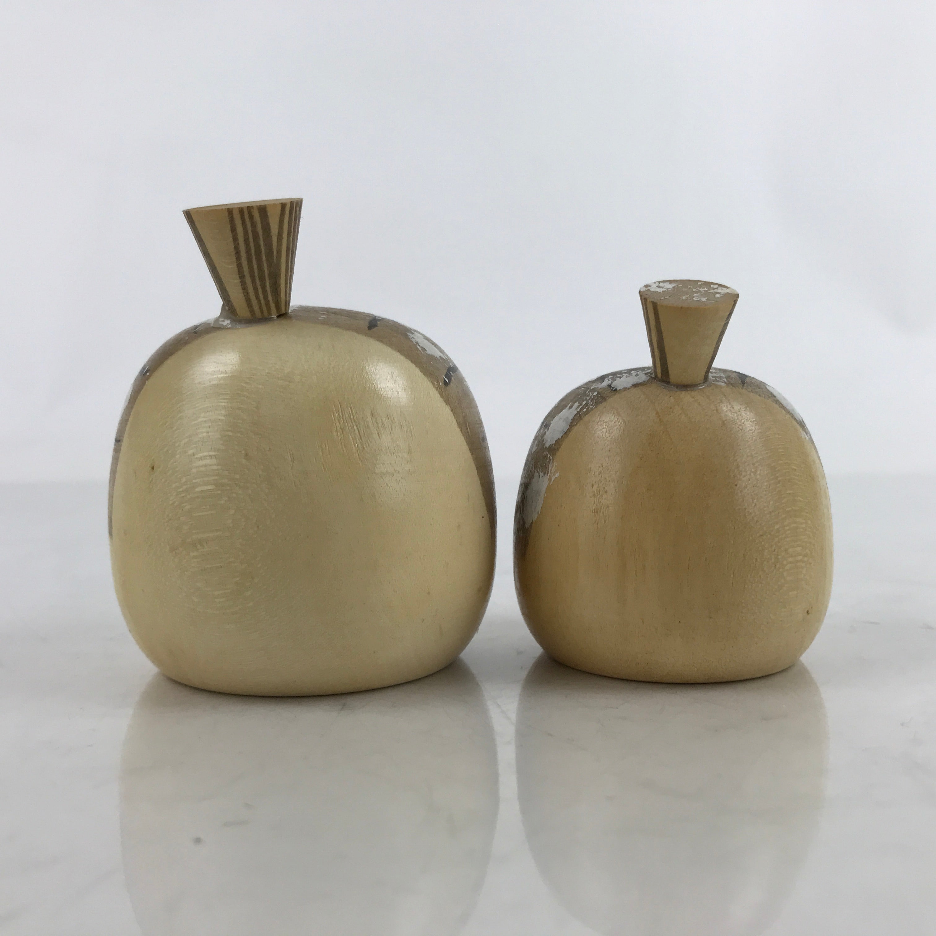 Japanese Wood Kokeshi Doll Pair Vtg Snow Plum Traditional Toy Folk Art KF711