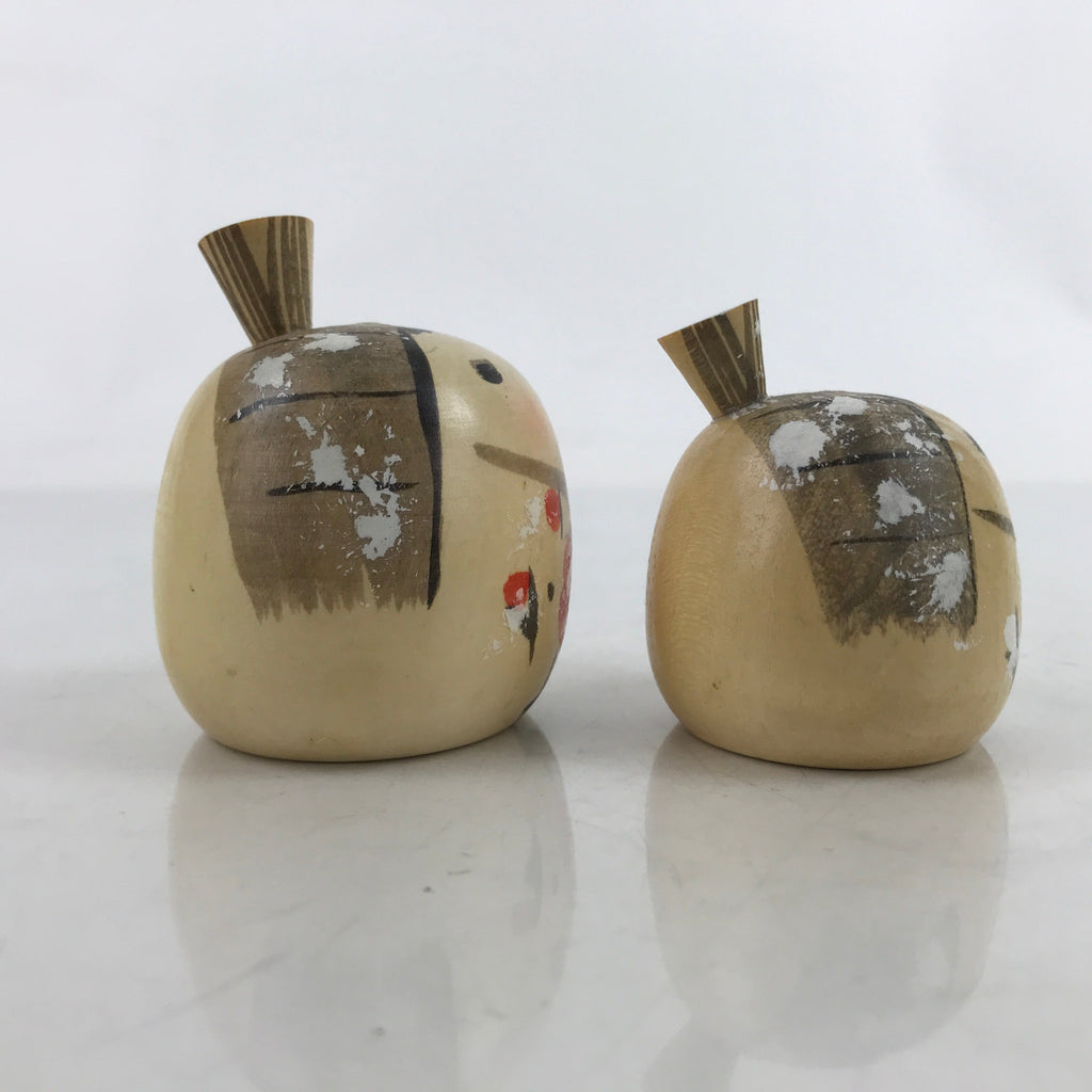 Japanese Wood Kokeshi Doll Pair Vtg Snow Plum Traditional Toy Folk Art KF711