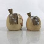 Japanese Wood Kokeshi Doll Pair Vtg Snow Plum Traditional Toy Folk Art KF711