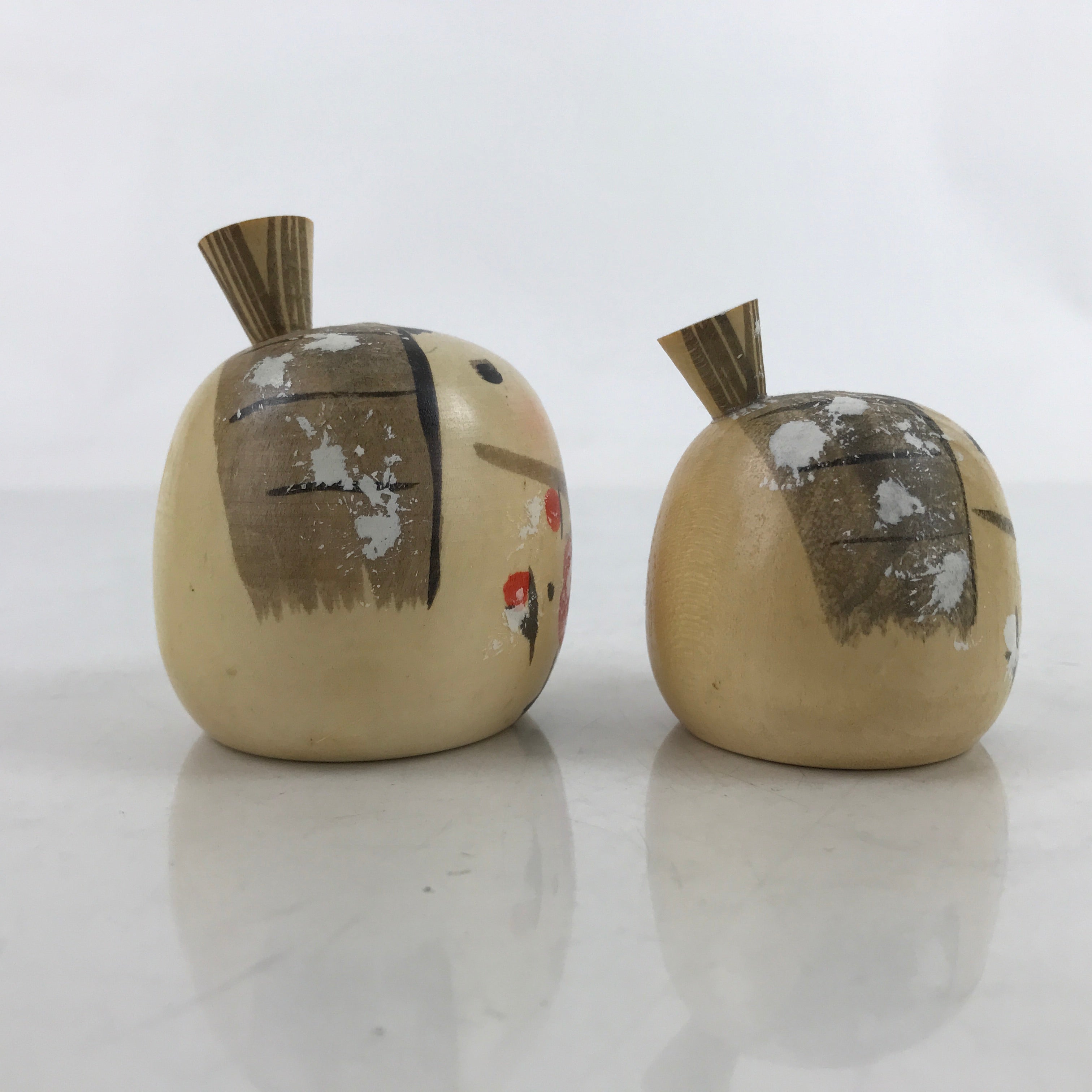 Japanese Wood Kokeshi Doll Pair Vtg Snow Plum Traditional Toy Folk Art KF711