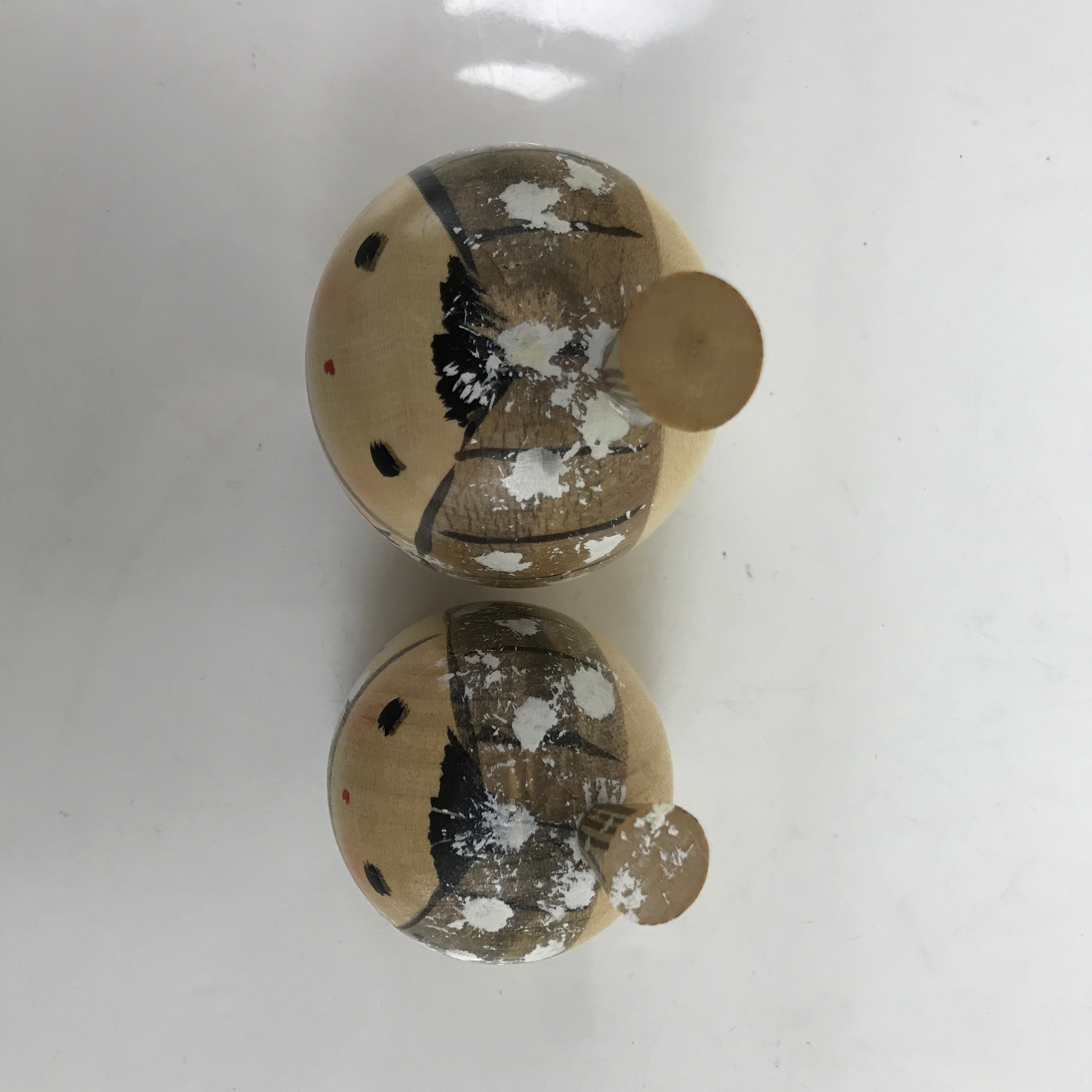 Japanese Wood Kokeshi Doll Pair Vtg Snow Plum Traditional Toy Folk Art KF711