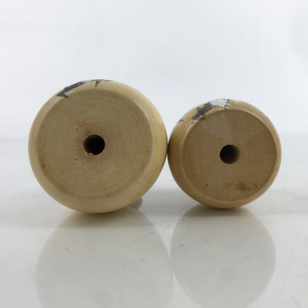 Japanese Wood Kokeshi Doll Pair Vtg Snow Plum Traditional Toy Folk Art KF711