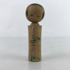 Japanese Wood Kokeshi Doll Vtg Bobblehead Flowers Bird Folk Art KF716