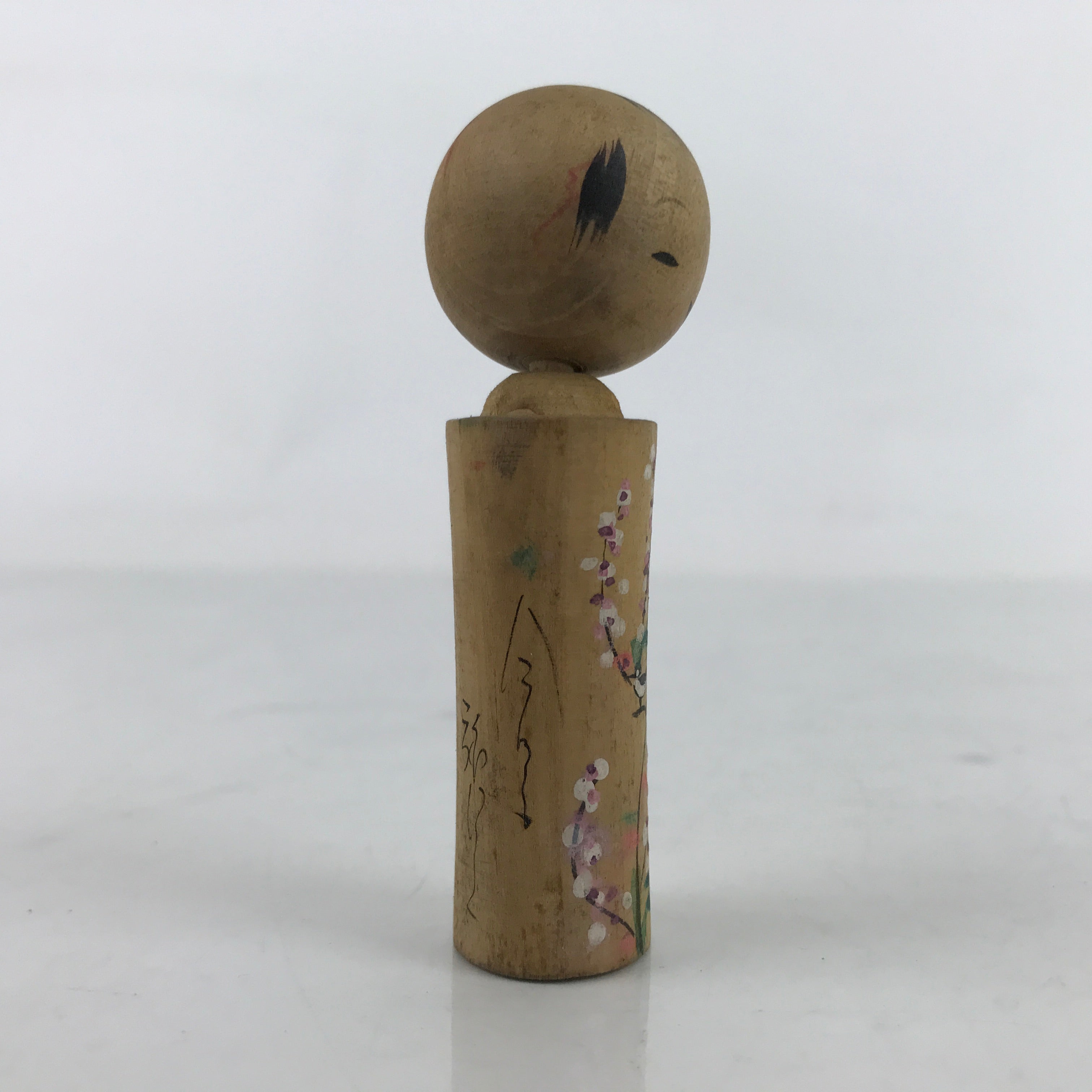 Japanese Wood Kokeshi Doll Vtg Bobblehead Flowers Bird Folk Art KF716