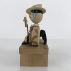 Japanese Wood Kokeshi Doll Vtg Couple Sitting Hakone Geta Stand Folk Art KF691