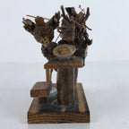 Japanese Wood Kokeshi Doll Vtg Cranes Brown Folk Art Nest Birds KF697