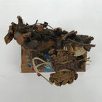 Japanese Wood Kokeshi Doll Vtg Cranes Brown Folk Art Nest Birds KF697