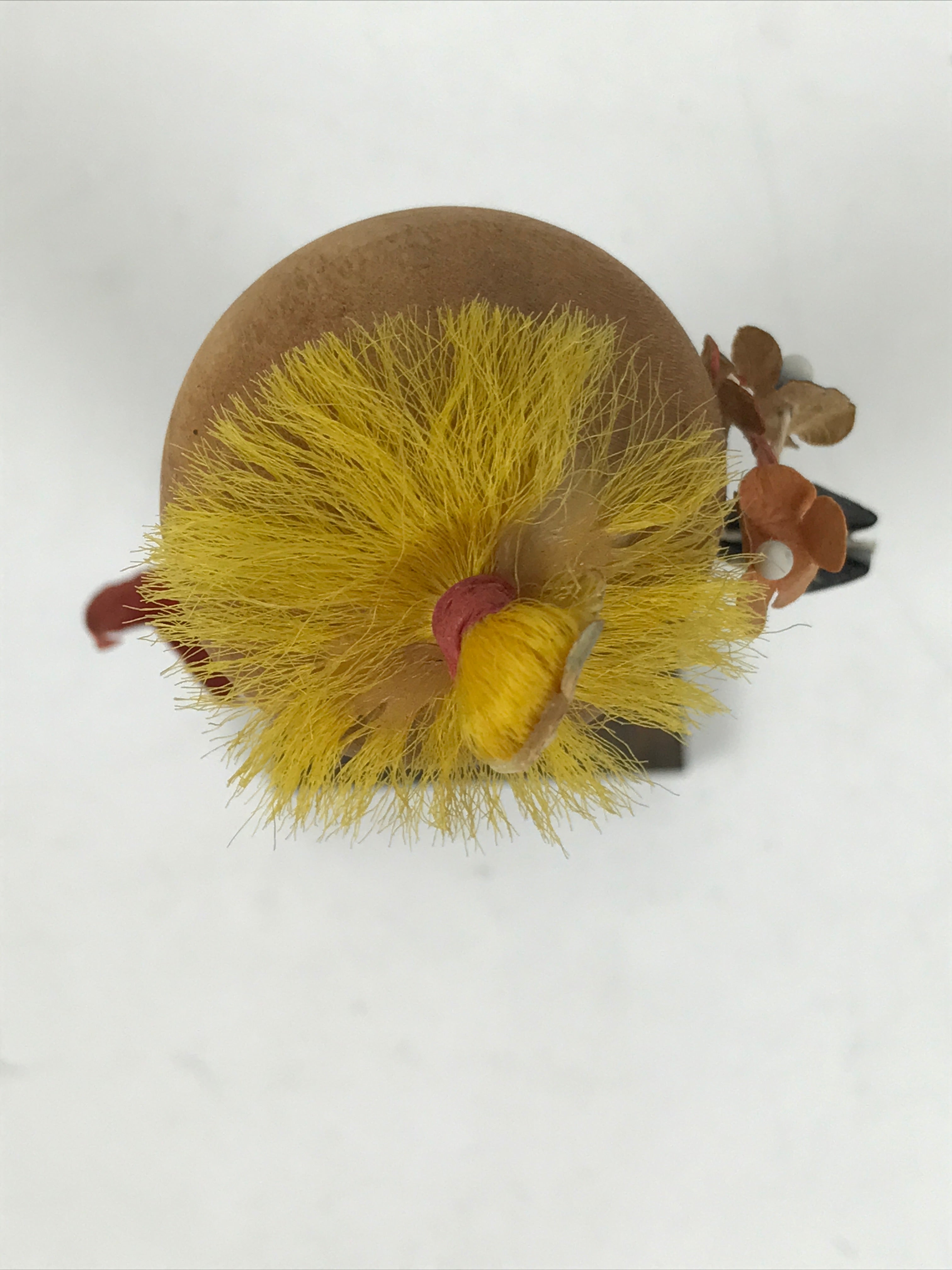 Japanese Wood Kokeshi Doll Vtg Figurine Girl Kimono Flower Washi Paper KF751