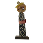 Japanese Wood Kokeshi Doll Vtg Figurine Girl Kimono Flower Washi Paper KF751