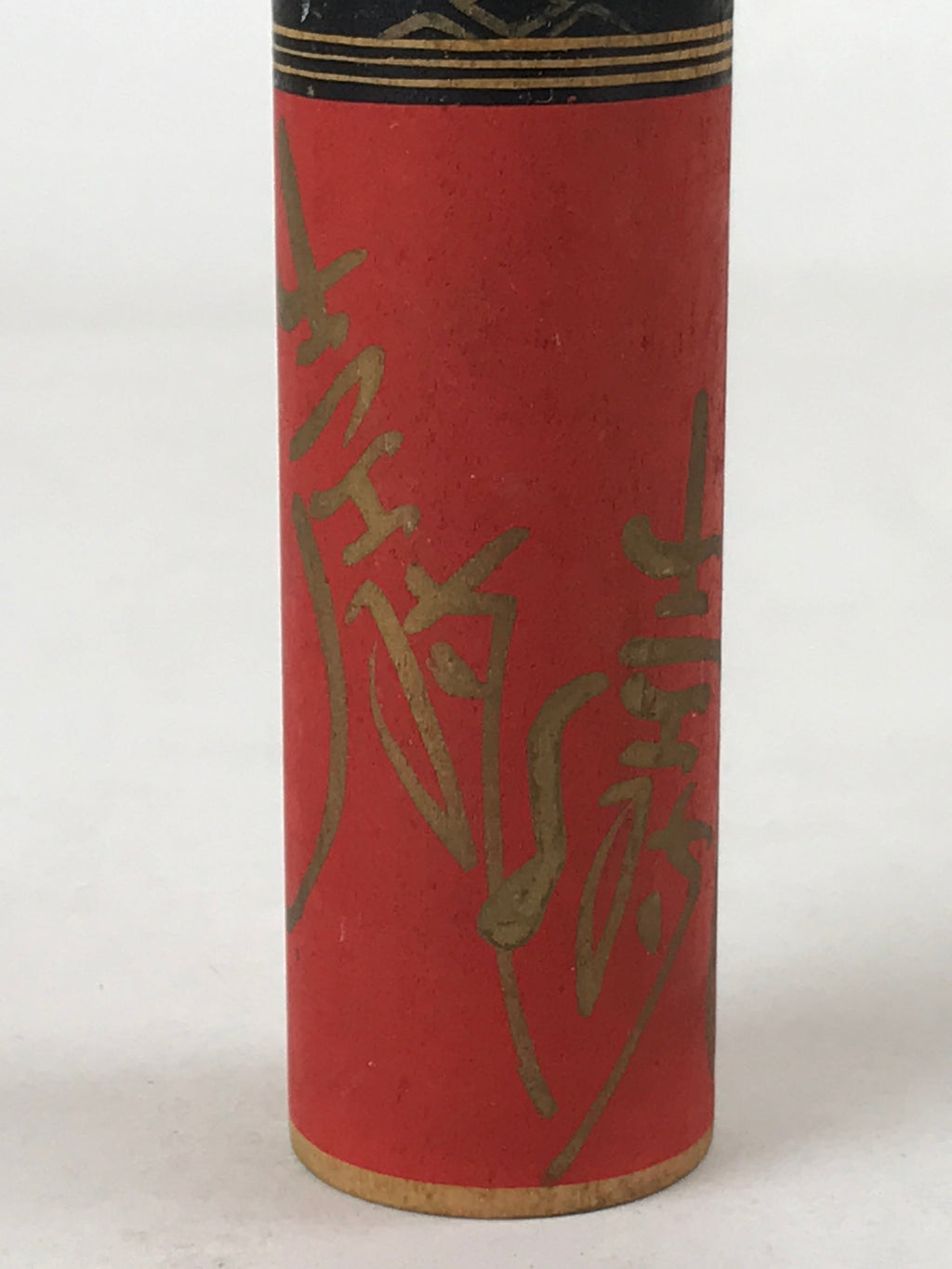 Japanese Wood Kokeshi Doll Vtg Red Black Gold Folk Art Toy Decoration KF679