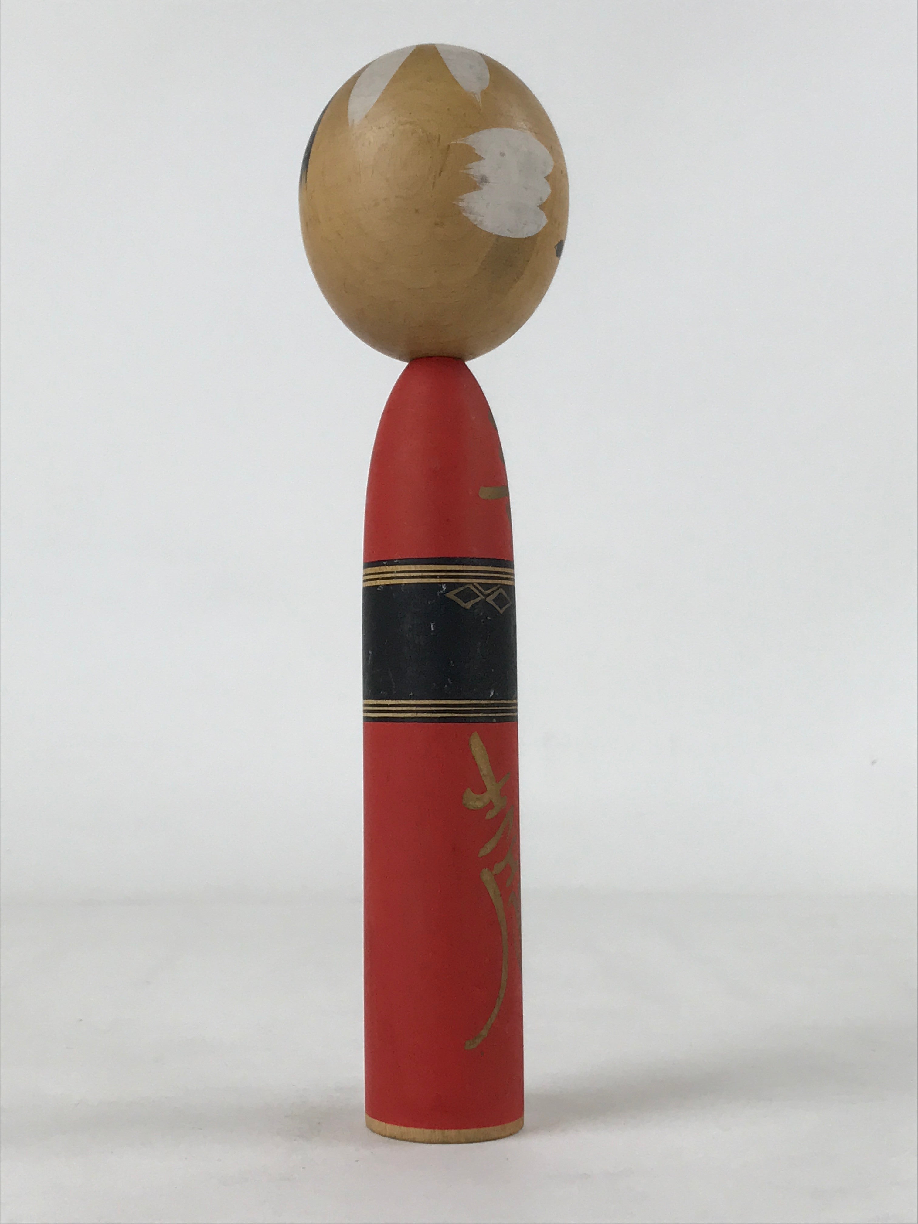Japanese Wood Kokeshi Doll Vtg Red Black Gold Folk Art Toy Decoration KF679