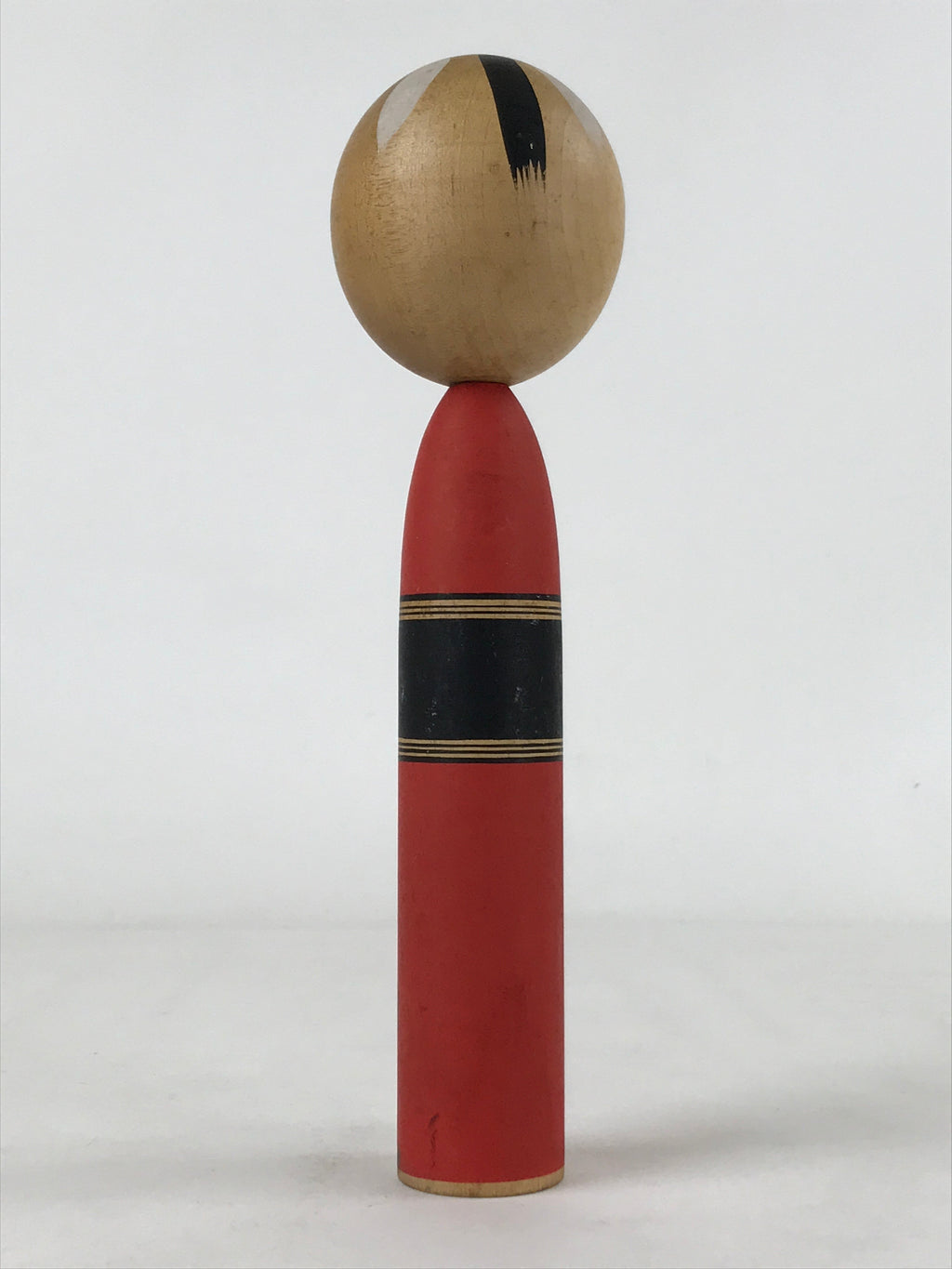 Japanese Wood Kokeshi Doll Vtg Red Black Gold Folk Art Toy Decoration KF679