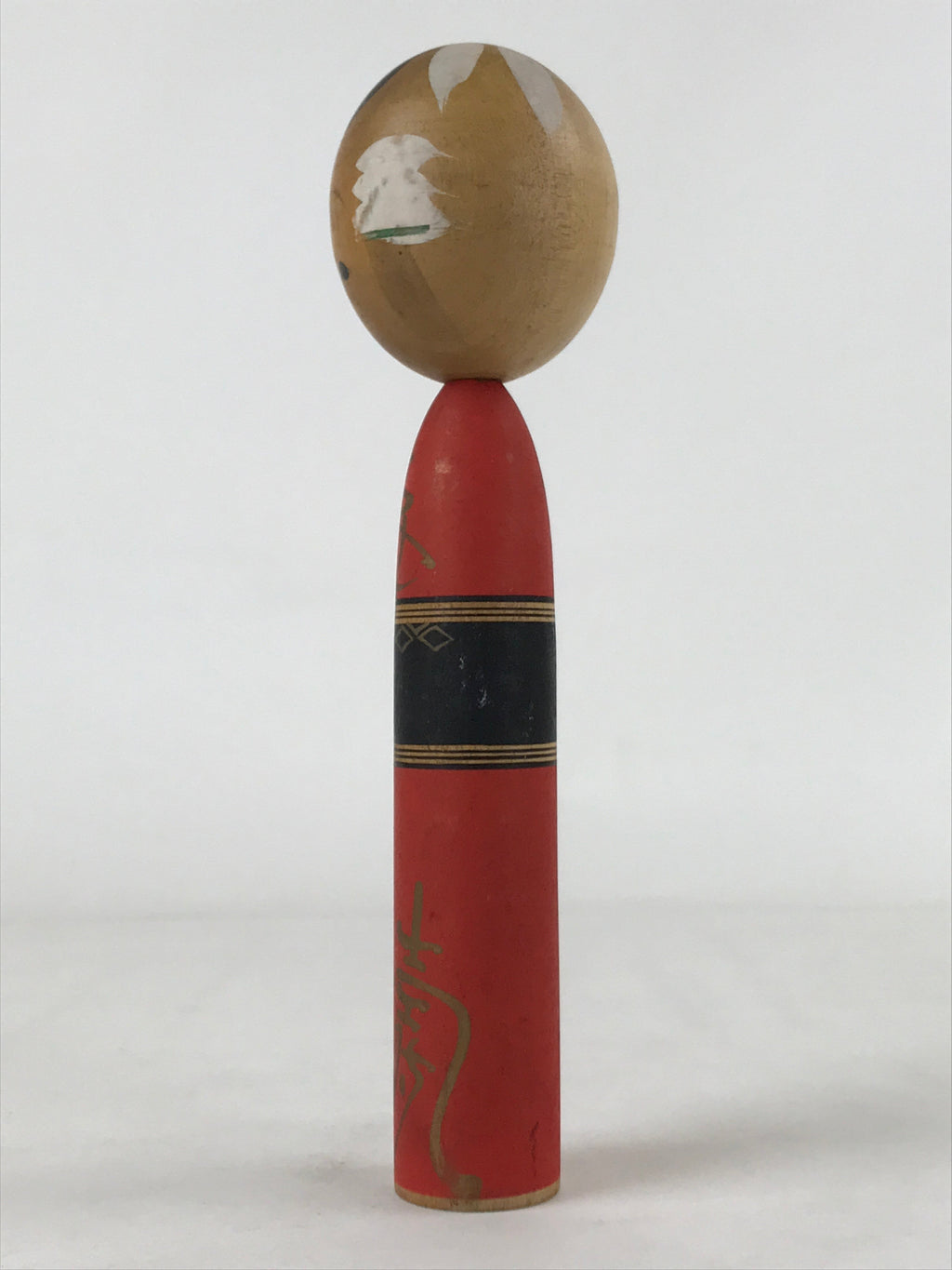 Japanese Wood Kokeshi Doll Vtg Red Black Gold Folk Art Toy Decoration KF679