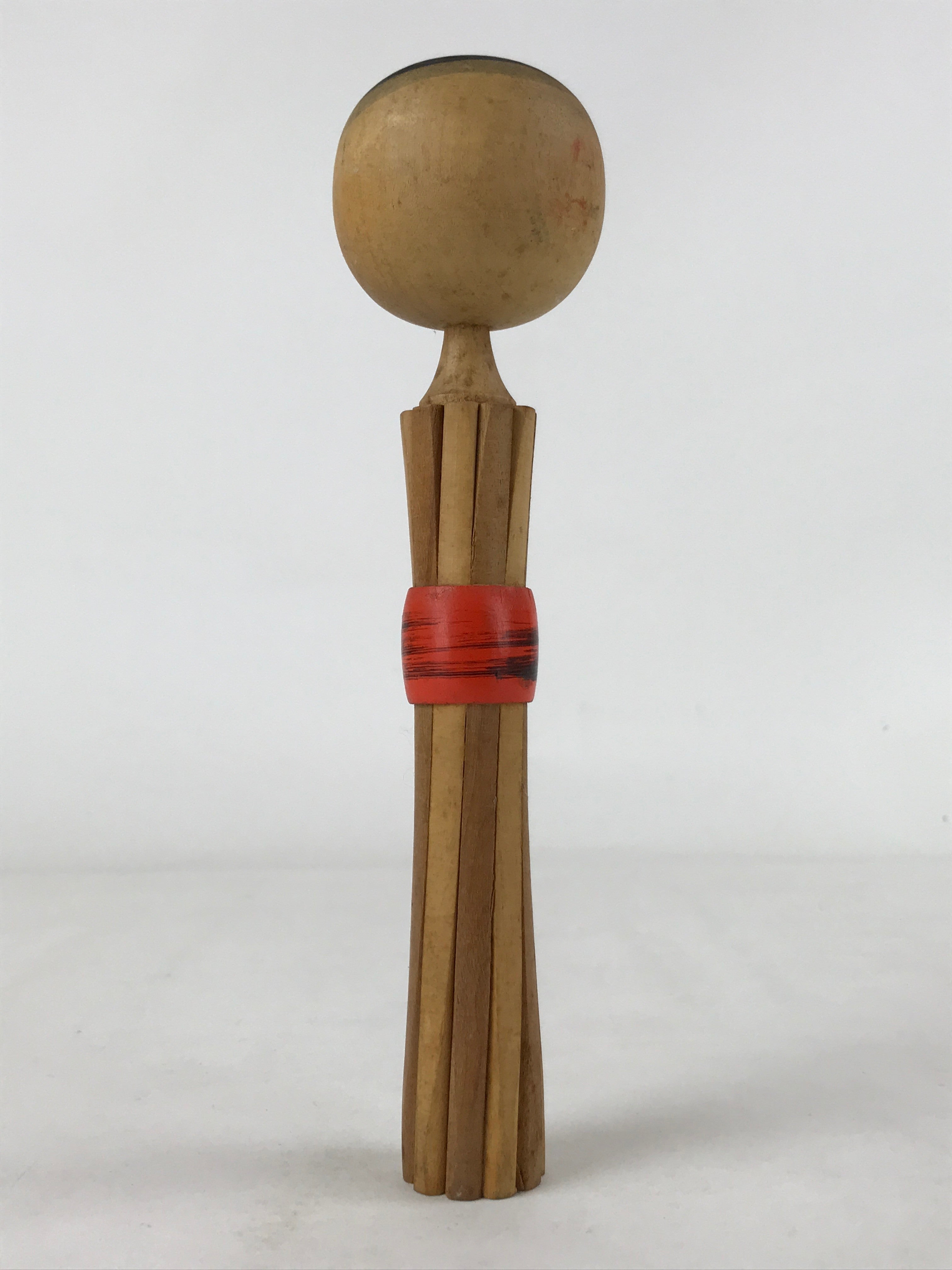 Japanese Wood Kokeshi Doll Vtg Red Obi Folk Art Toy Decoration KF680