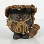 Japanese Wood Kokeshi Doll Vtg Tanuki Raccoon Dog Brown Folk Art KF698