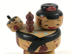Japanese Wood Kokeshi Doll Woman Kid Dango Vtg Figurine Folk Art Toy KF667