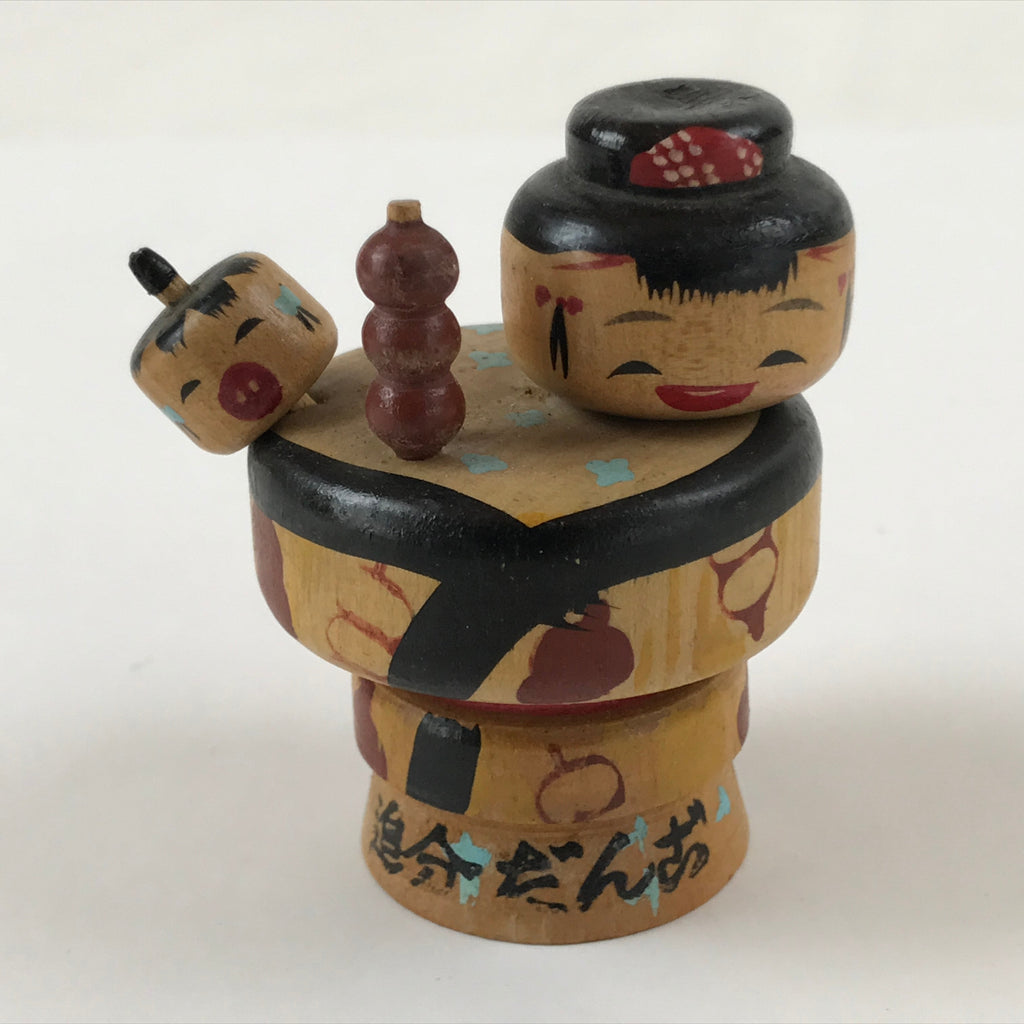 Japanese Wood Kokeshi Doll Woman Kid Dango Vtg Figurine Folk Art Toy KF667