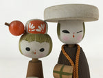 Japanese Wood Kokeshi Dolls Couple Samurai Vtg Folk Art Decoration KF670