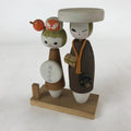 Japanese Wood Kokeshi Dolls Couple Samurai Vtg Folk Art Decoration KF670