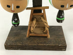 Japanese Wood Kokeshi Dolls Hanging Swinging Vtg Folk Art Decoration Green KF672