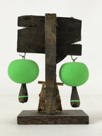 Japanese Wood Kokeshi Dolls Hanging Swinging Vtg Folk Art Decoration Green KF672