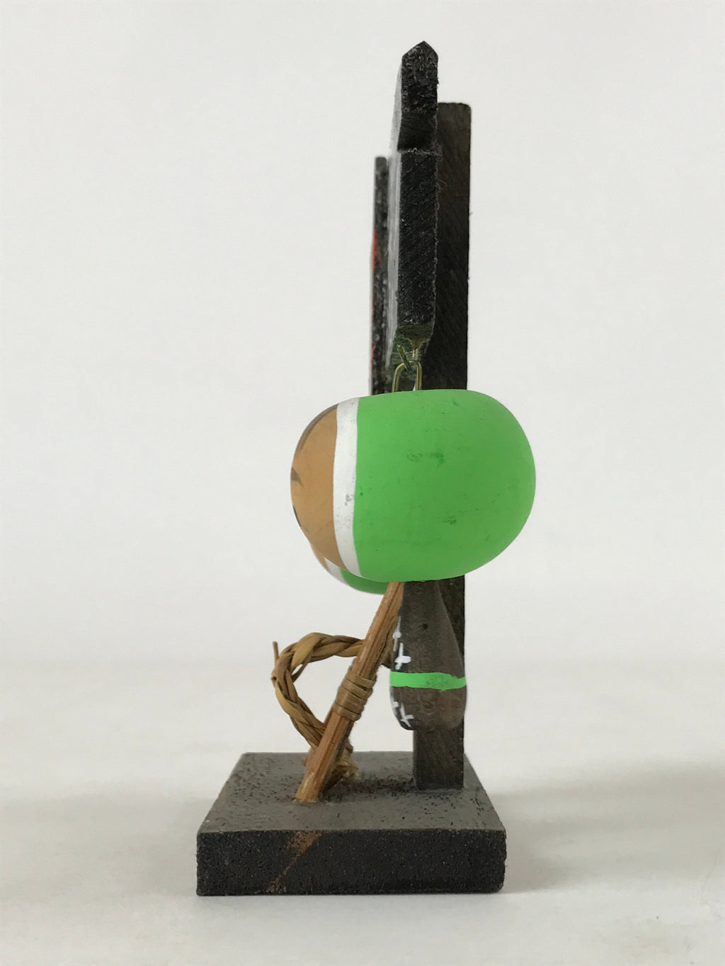 Japanese Wood Kokeshi Dolls Hanging Swinging Vtg Folk Art Decoration Green KF672